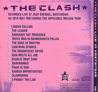 The Clash Live In Amsterdam (back) Viva Zapata Label